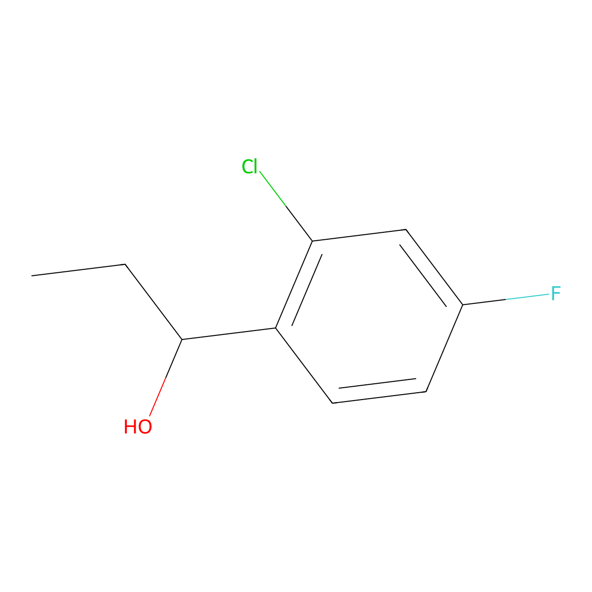 2-Chloro-|A-ethyl-4-fluorobenzenemethanol molecular structure, CAS 1405820-08-7