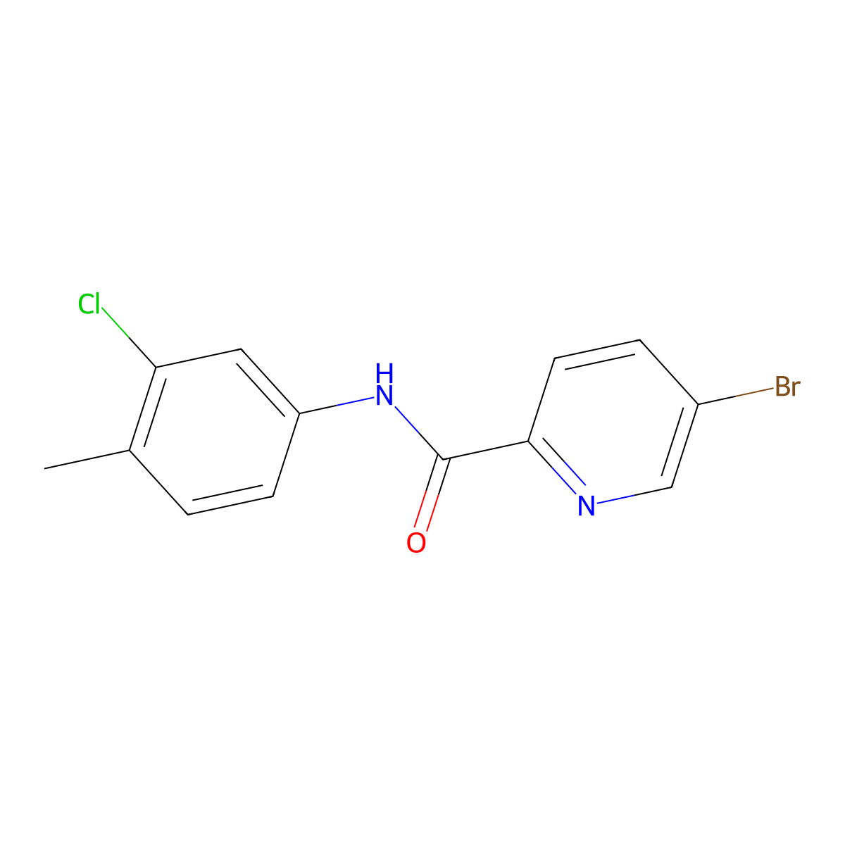 5-bromo-N-(3-chloro-4-methylphenyl)pyridine-2-carboxamide molecular structure, CAS 1405844-43-0