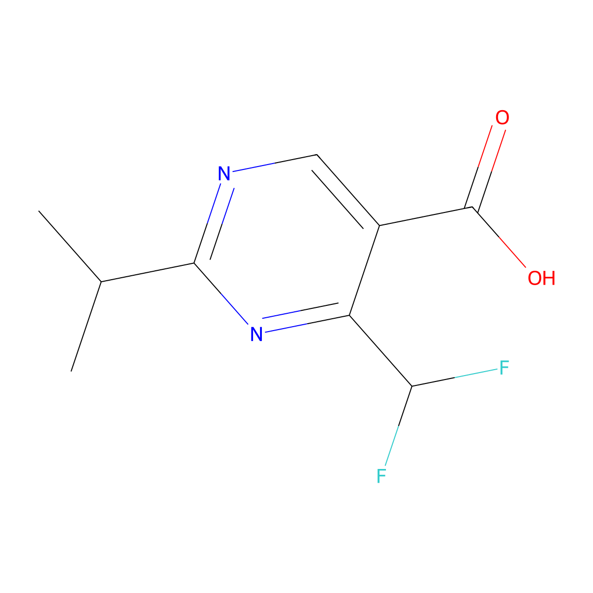 4-(Difluoromethyl)-2-(propan-2-yl)pyrimidine-5-carboxylic acid molecular structure, CAS 1405850-41-0