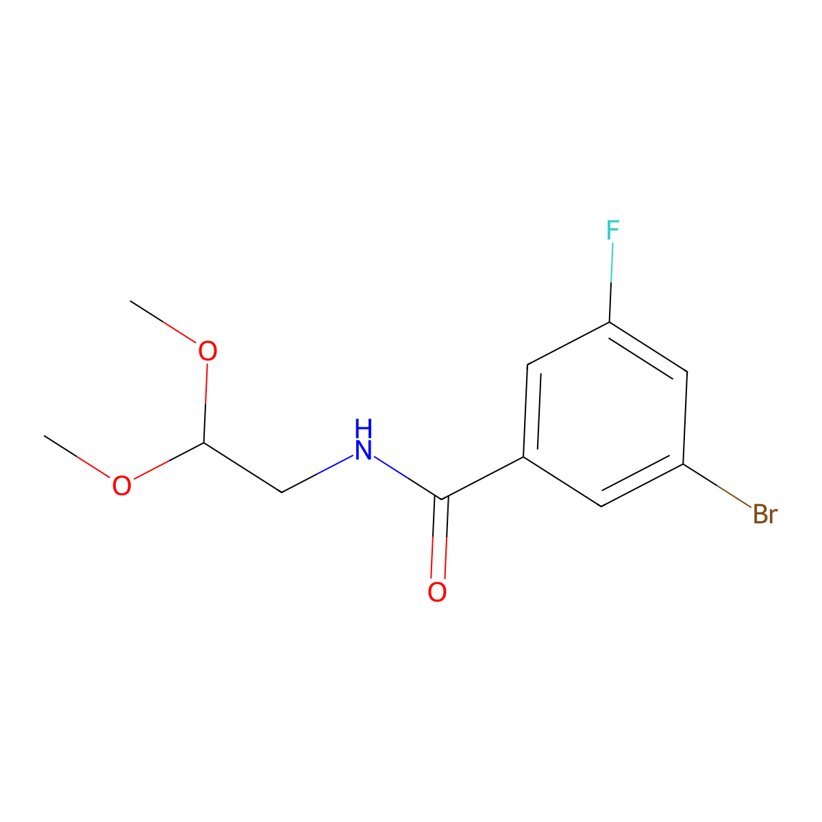 3-bromo-N-(2,2-dimethoxyethyl)-5-fluorobenzamide molecular structure, CAS 1405891-48-6