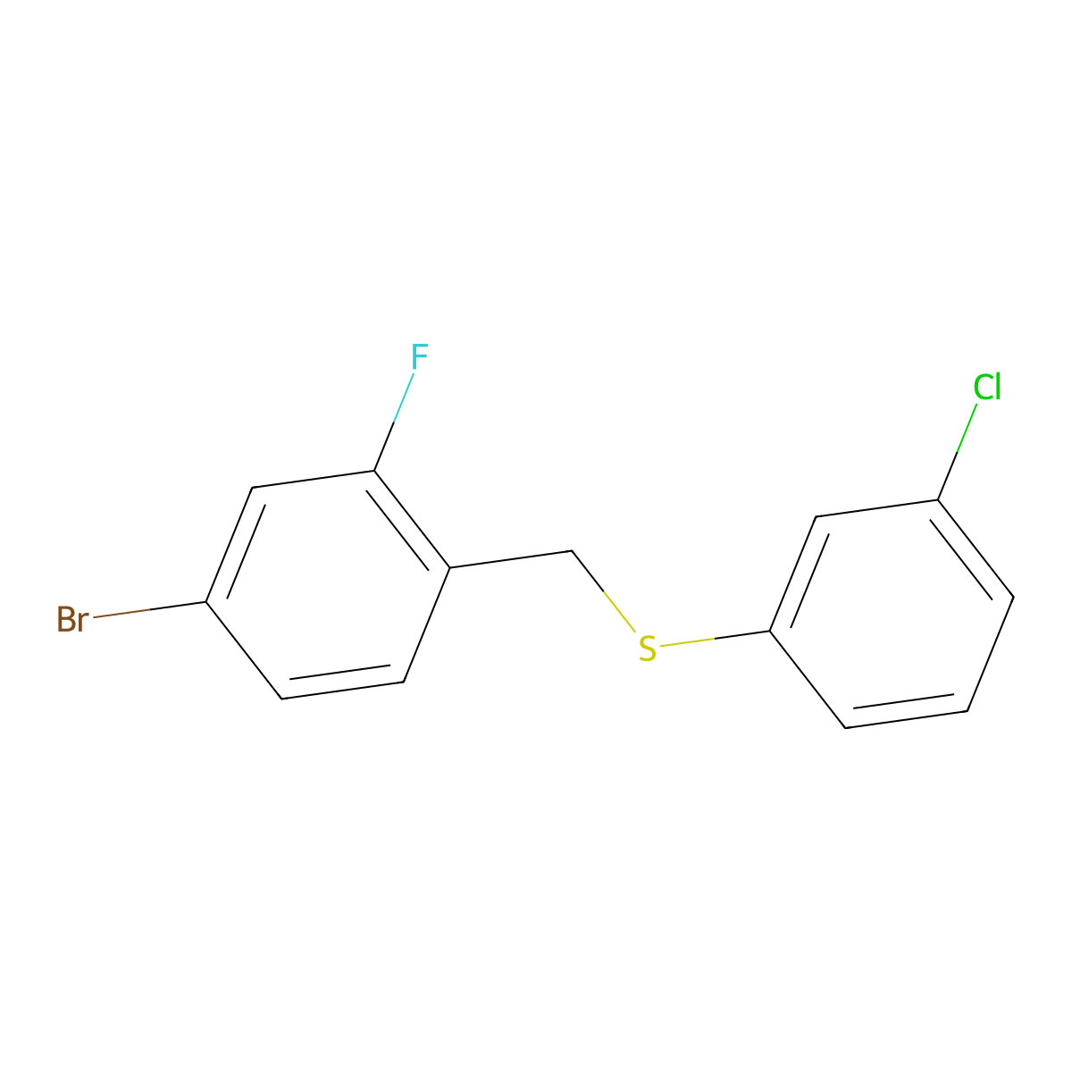 (4-Bromo-2-fluorobenzyl)(3-chlorophenyl)sulfane molecular structure, CAS 1405940-53-5