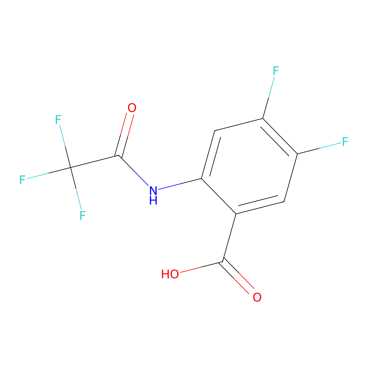 4,5-Difluoro-2-(trifluoroacetamido)benzoic acid molecular structure, CAS 1405949-24-7