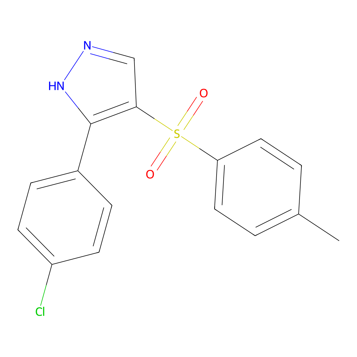 5-(4-chlorophenyl)-4-(4-methylphenyl)sulfonyl-1H-pyrazole molecular structure, CAS 140614-07-9