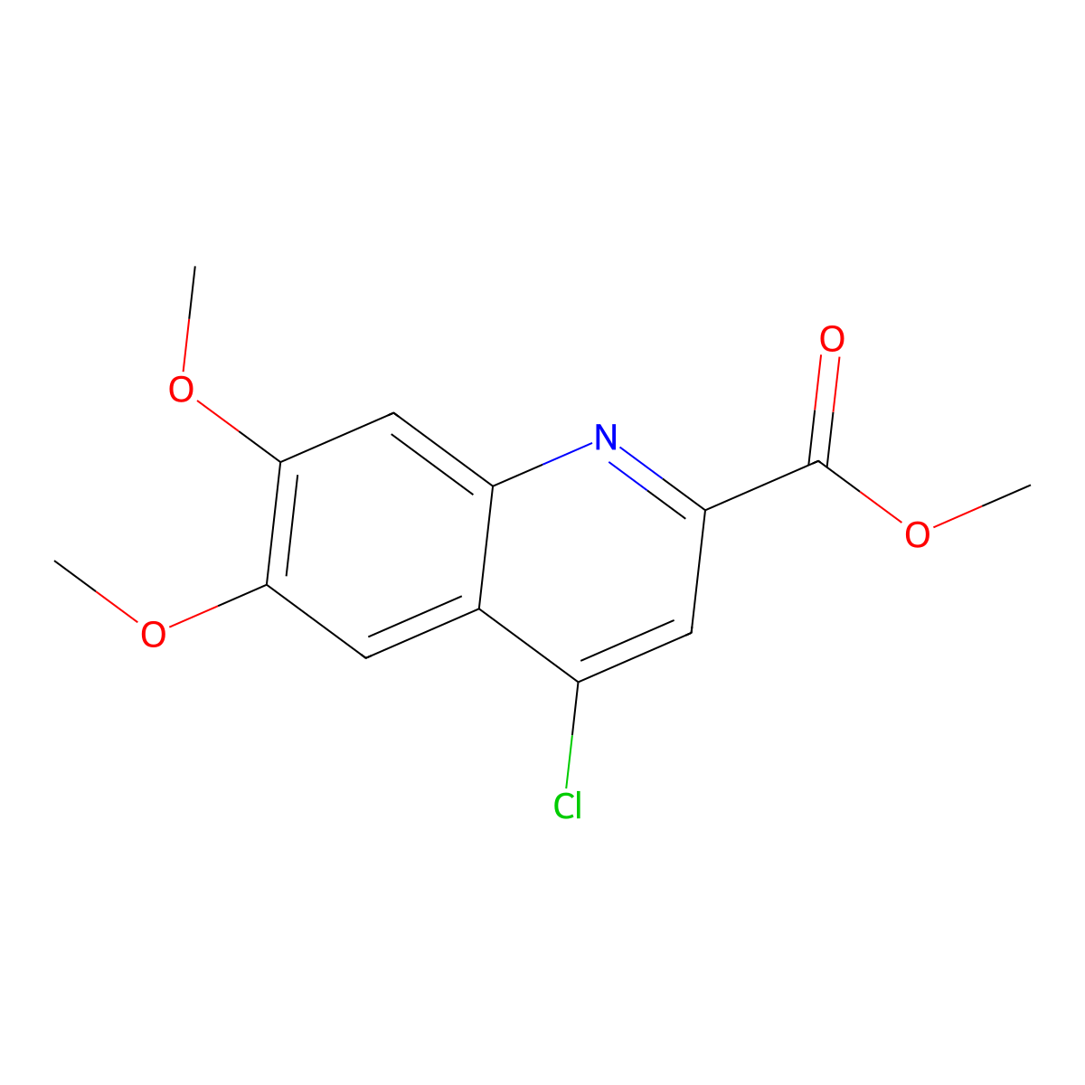 Methyl 4-chloro-6,7-dimethoxyquinoline-2-carboxylate molecular structure, CAS 1406149-44-7