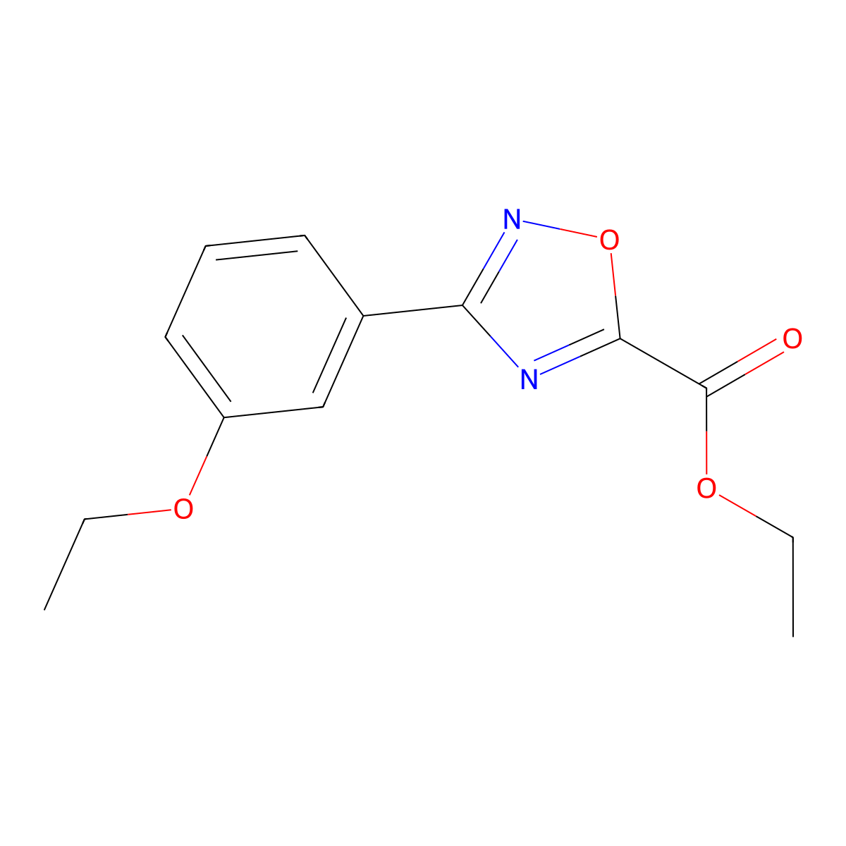 Ethyl 3-(3-ethoxyphenyl)-1,2,4-oxadiazole-5-carboxylate molecular structure, CAS 1406152-40-6