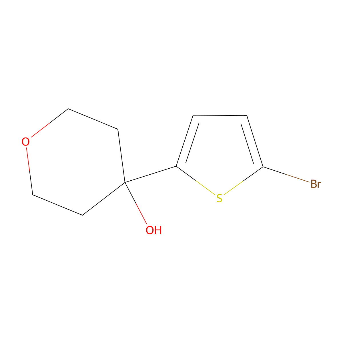 4-(5-Bromothiophen-2-yl)oxan-4-ol molecular structure, CAS 140618-92-4