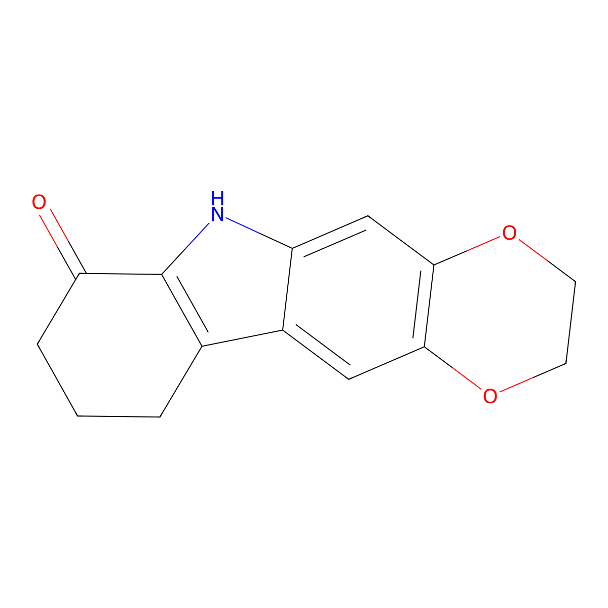 7H-1,4-Dioxino[2,3-b]carbazol-7-one, 2,3,6,8,9,10-hexahydro- molecular structure, CAS 140623-25-2