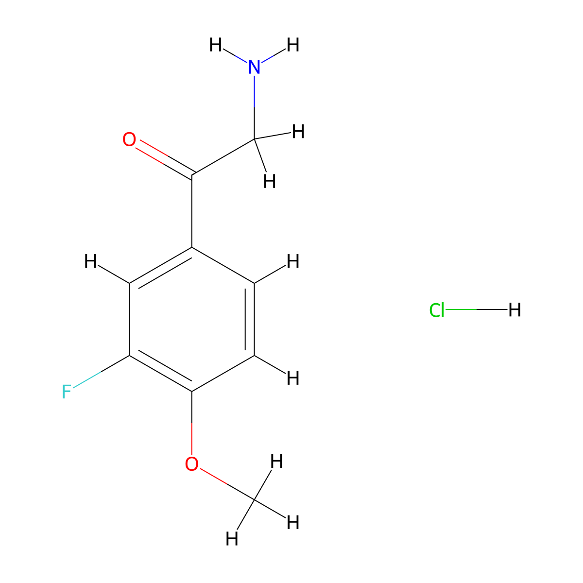 2-Amino-1-(3-fluoro-4-methoxyphenyl)ethan-1-one hydrochloride molecular structure, CAS 140627-42-5