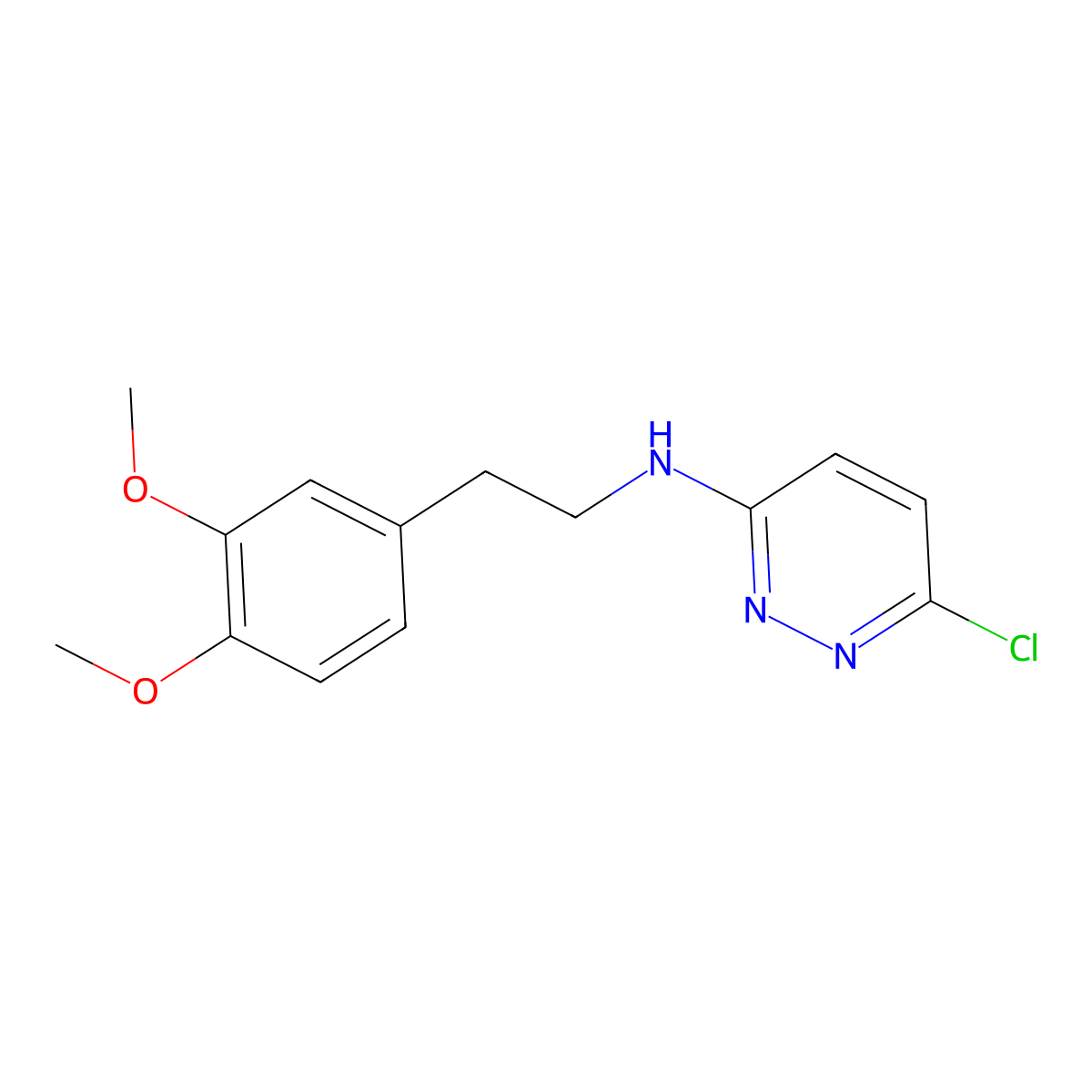 6-chloro-N-[2-(3,4-dimethoxyphenyl)ethyl]pyridazin-3-amine molecular structure, CAS 140628-39-3