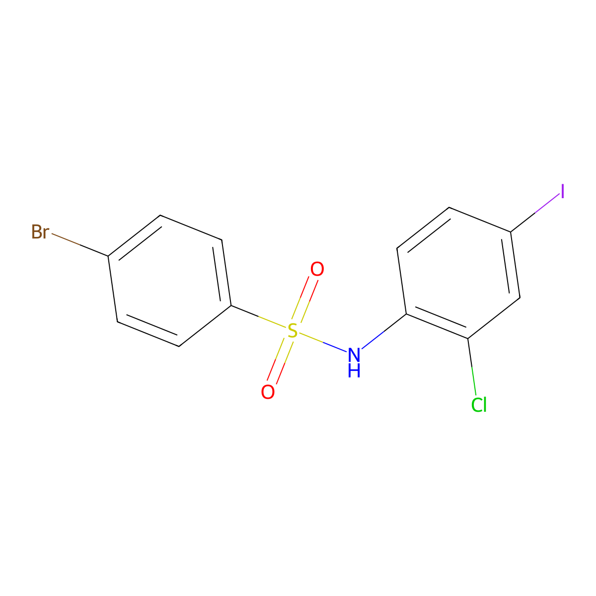 4-bromo-N-(2-chloro-4-iodophenyl)benzenesulfonamide molecular structure, CAS 1406294-50-5