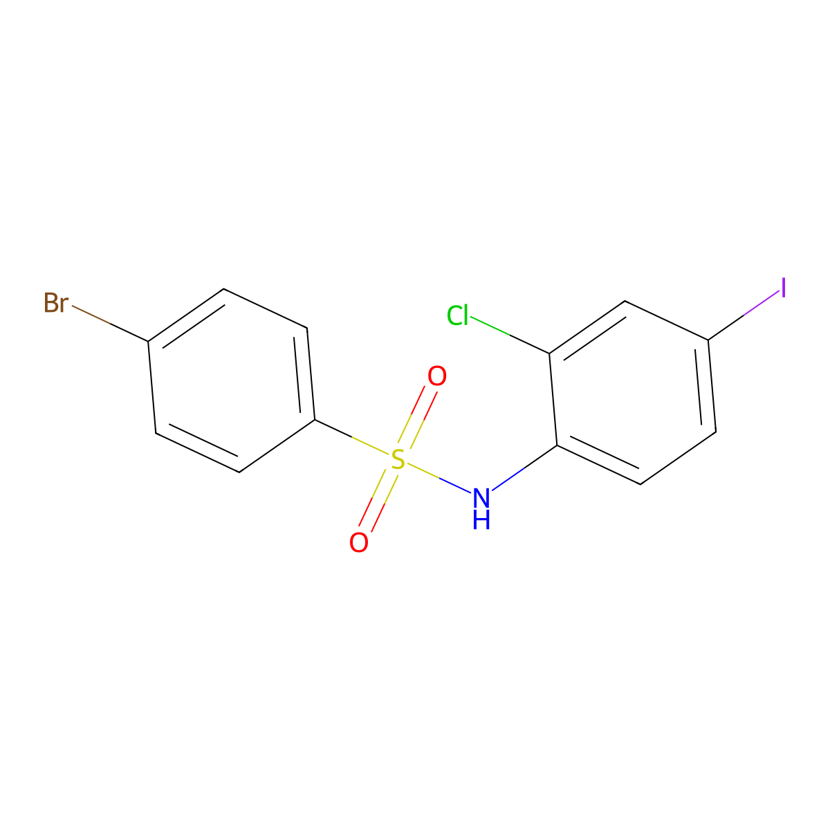 4-bromo-N-(2-chloro-4-iodophenyl)benzenesulfonamide molecular structure, CAS 1406294-50-5