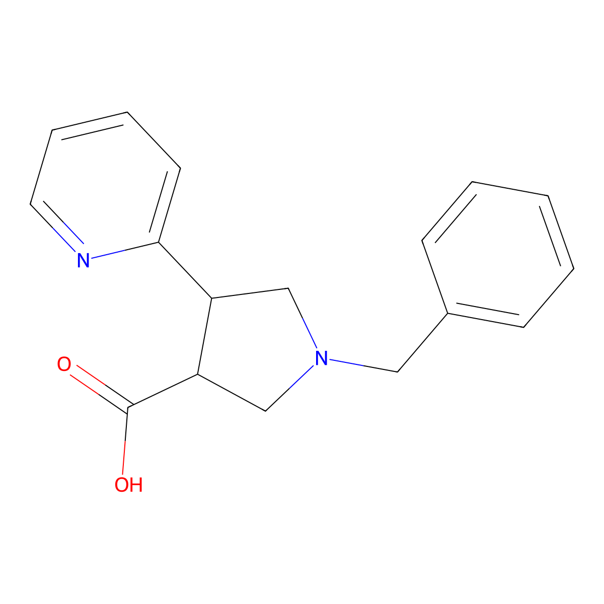 1-Benzyl-4-(pyridin-2-yl)pyrrolidine-3-carboxylic acid molecular structure, CAS 1406360-66-4