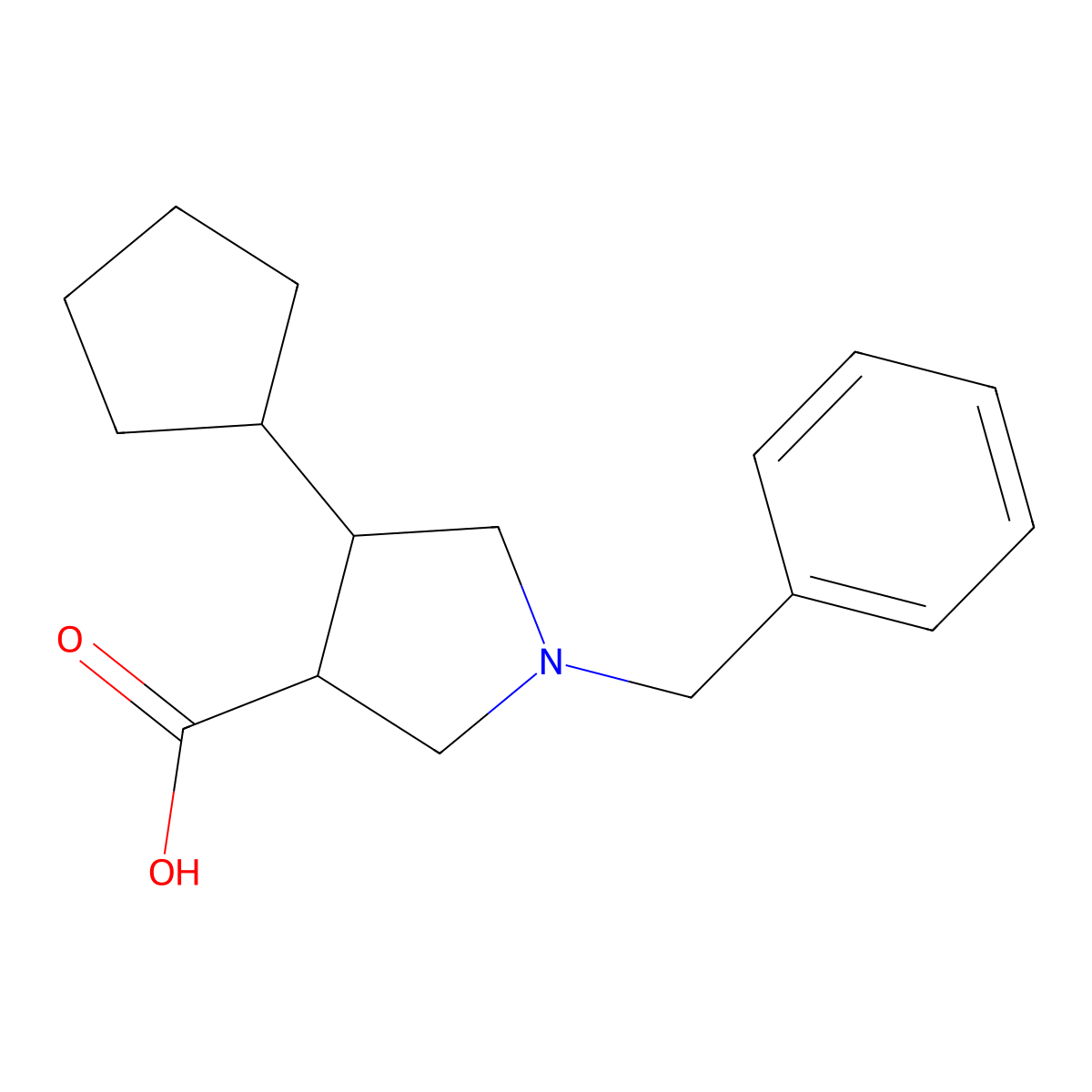 1-Benzyl-4-cyclopentylpyrrolidine-3-carboxylic acid molecular structure, CAS 1406360-70-0