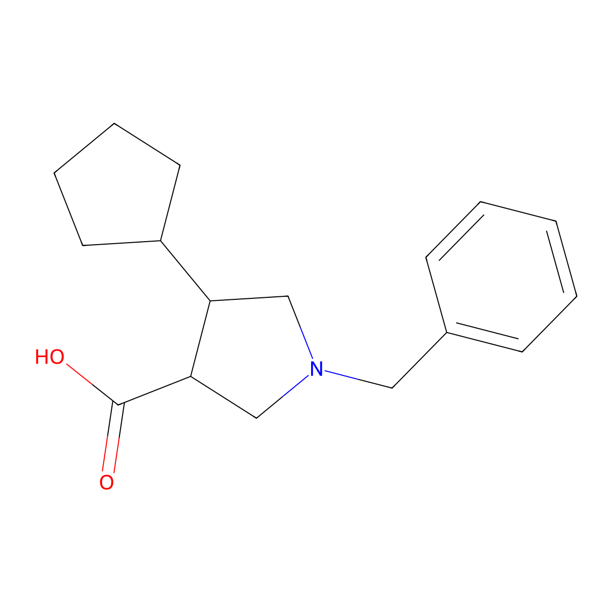 1-Benzyl-4-cyclopentylpyrrolidine-3-carboxylic acid molecular structure, CAS 1406360-70-0
