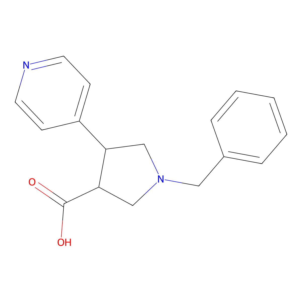1-Benzyl-4-(pyridin-4-yl)pyrrolidine-3-carboxylic acid molecular structure, CAS 1406360-72-2