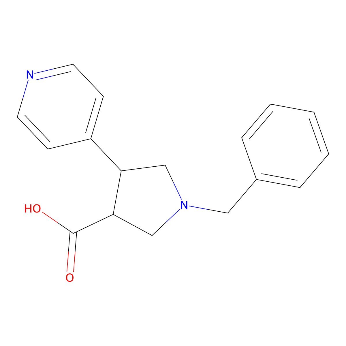 1-Benzyl-4-(pyridin-4-yl)pyrrolidine-3-carboxylic acid molecular structure, CAS 1406360-72-2