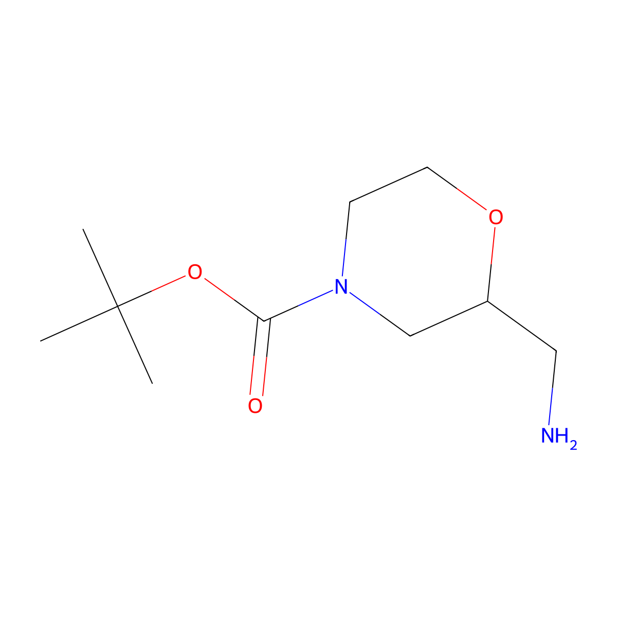 tert-Butyl 2-(aminomethyl)morpholine-4-carboxylate molecular structure, CAS 140645-53-0