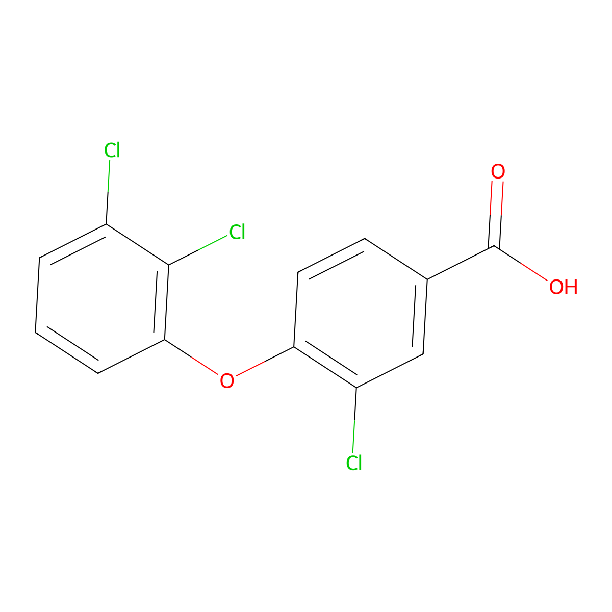 3-Chloro-4-(2,3-dichlorophenoxy)benzoic acid molecular structure, CAS 1406477-36-8