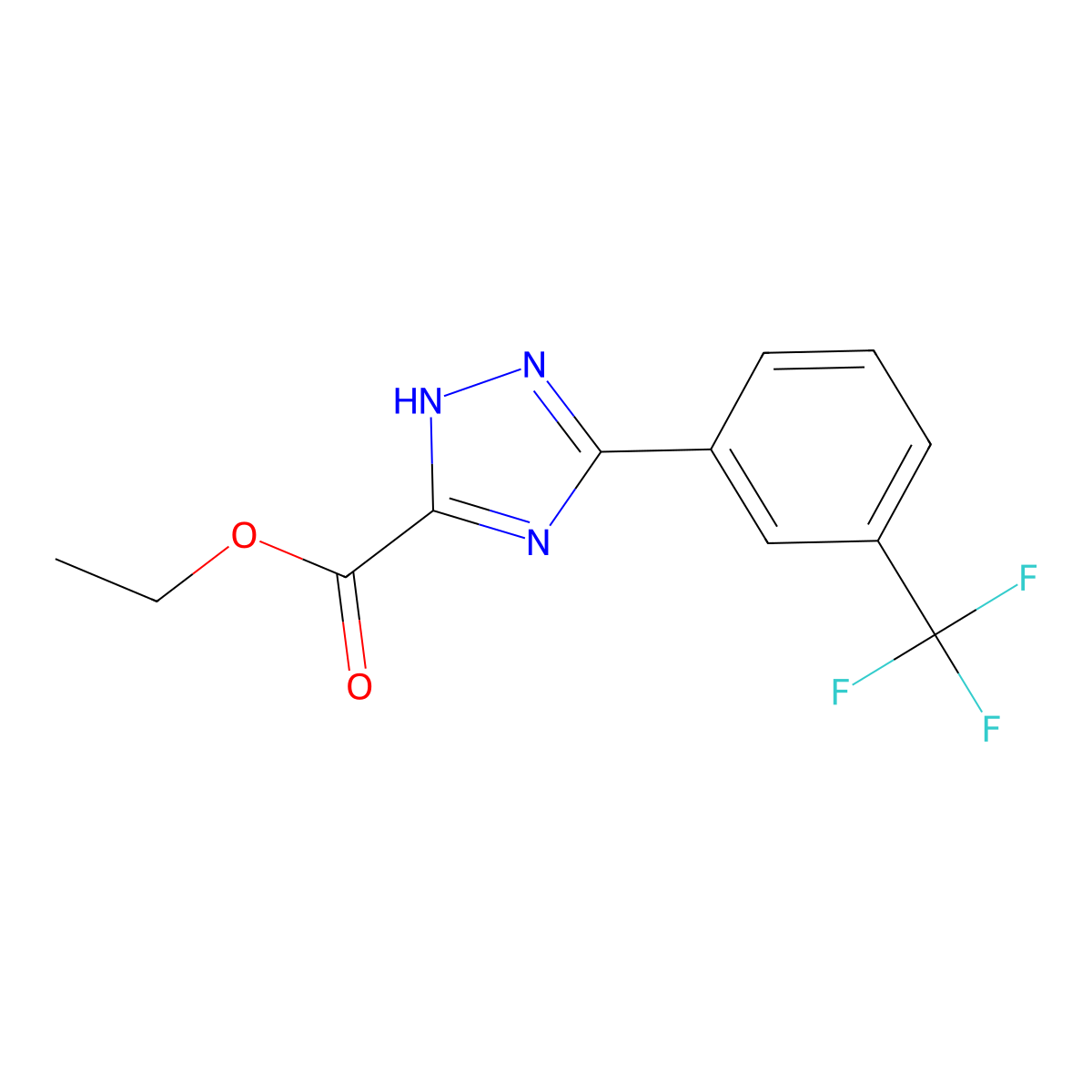 Ethyl 3-(3-(trifluoromethyl)phenyl)-1H-1,2,4-triazole-5-carboxylate molecular structure, CAS 1406499-24-8