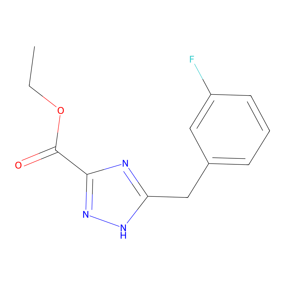 Ethyl 5-(3-fluorobenzyl)-1H-1,2,4-triazole-3-carboxylate molecular structure, CAS 1406504-23-1