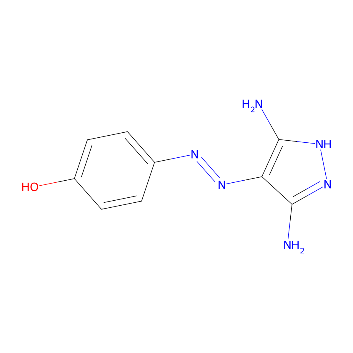4-[(E)-(3,5-Diamino-1h-Pyrazol-4-Yl)diazenyl]phenol molecular structure, CAS 140651-18-9