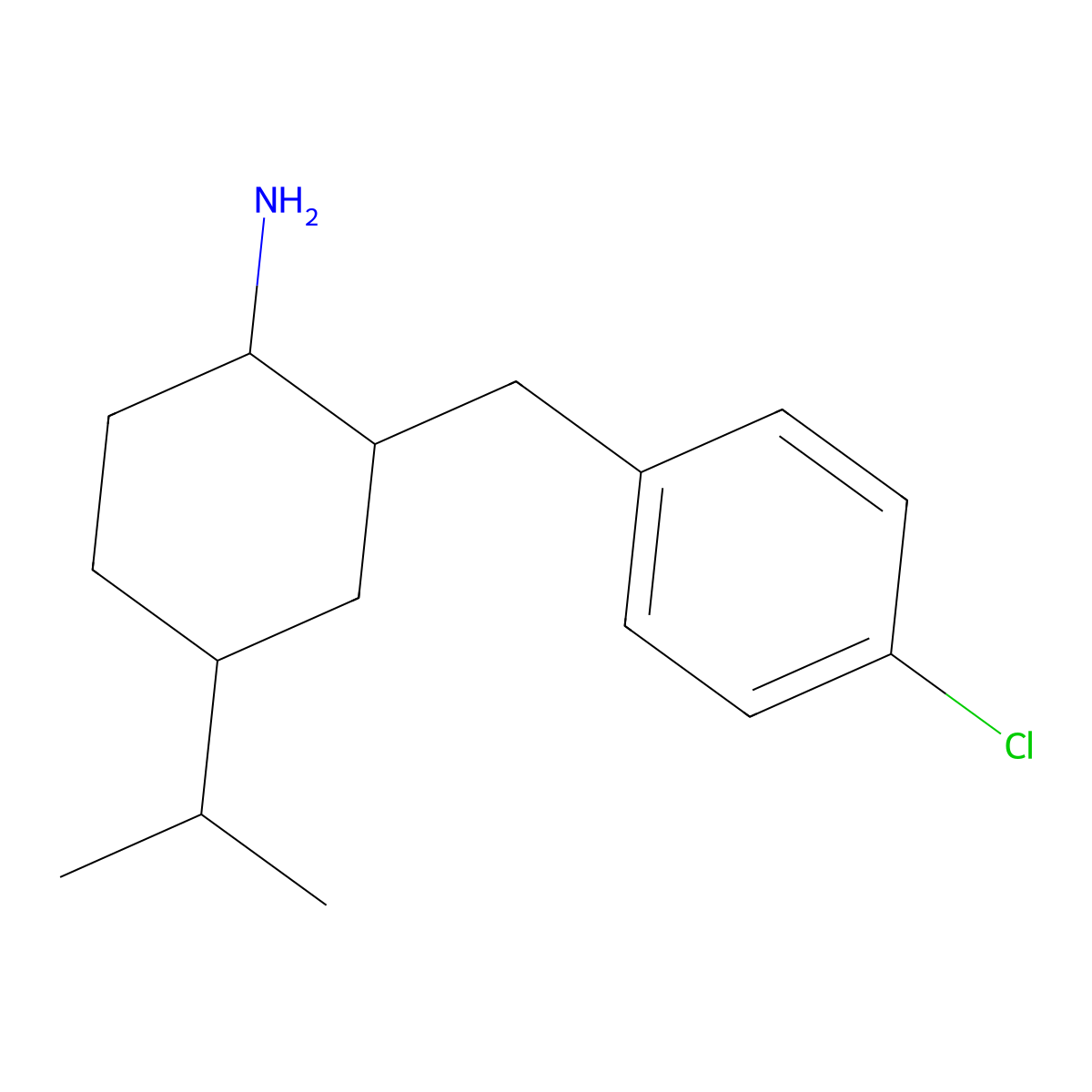 2-[(4-Chlorophenyl)methyl]-4-(propan-2-yl)cyclohexan-1-amine molecular structure, CAS 1406513-68-5