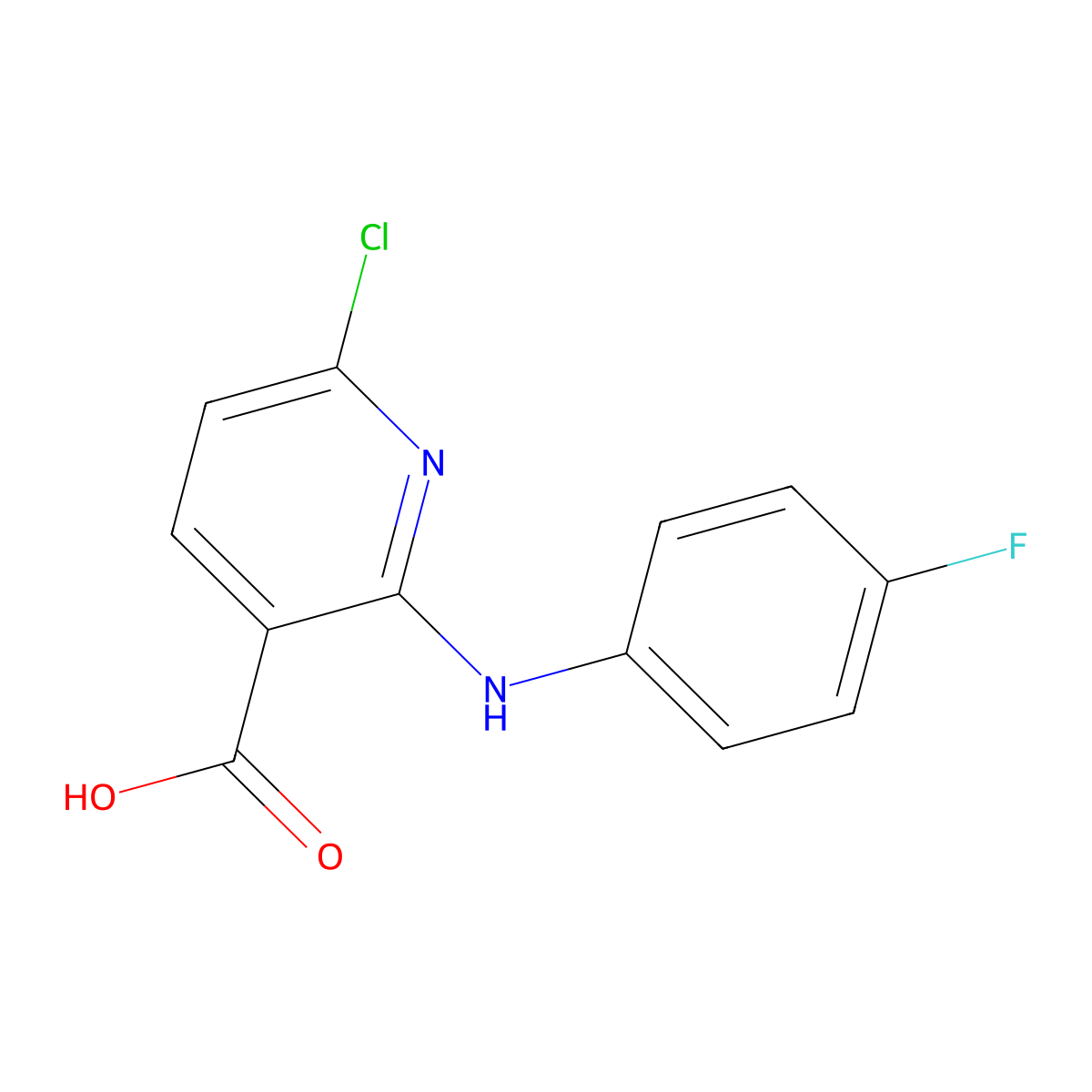 6-Chloro-2-(4-fluoroanilino)pyridine-3-carboxylic acid molecular structure, CAS 1406554-43-5