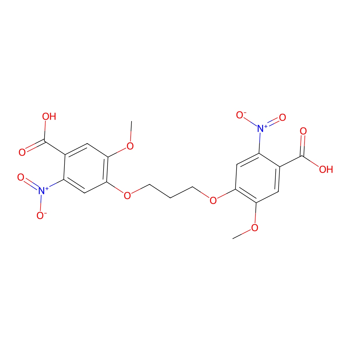 Benzoic acid, 4,4'-[1,3-propanediylbis(oxy)]bis[5-methoxy-2-nitro- molecular structure, CAS 140658-45-3