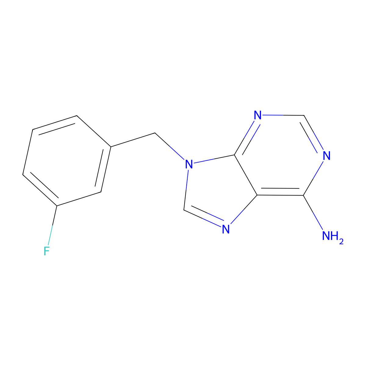 9-((3-fluorophenyl)methyl)-9H-purin-6-amine molecular structure, CAS 1406612-50-7