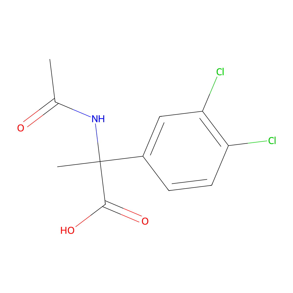 2-(3,4-Dichlorophenyl)-2-acetamidopropanoic acid molecular structure, CAS 1406689-89-1