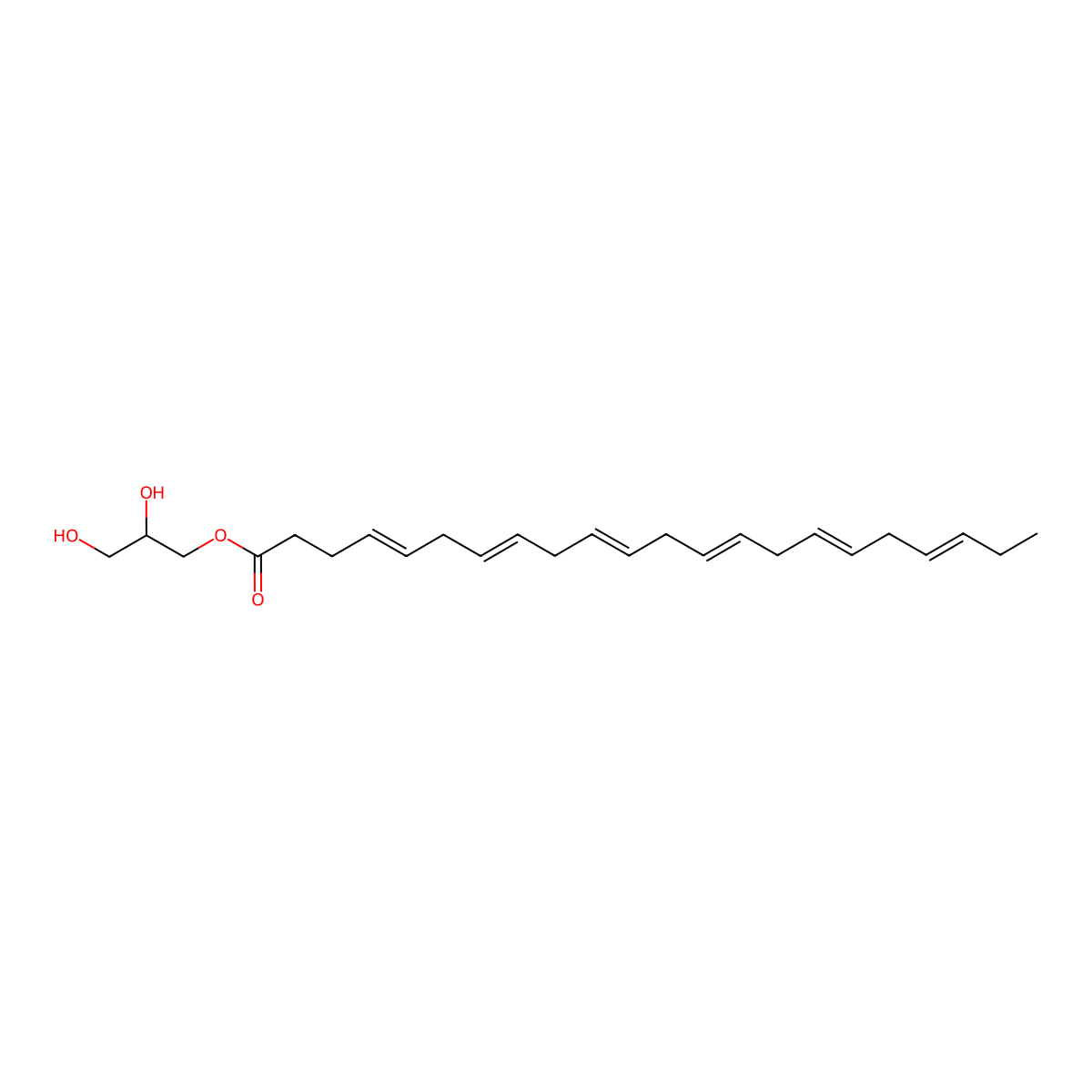 Monodocosahexaenoin molecular structure, CAS 140670-40-2