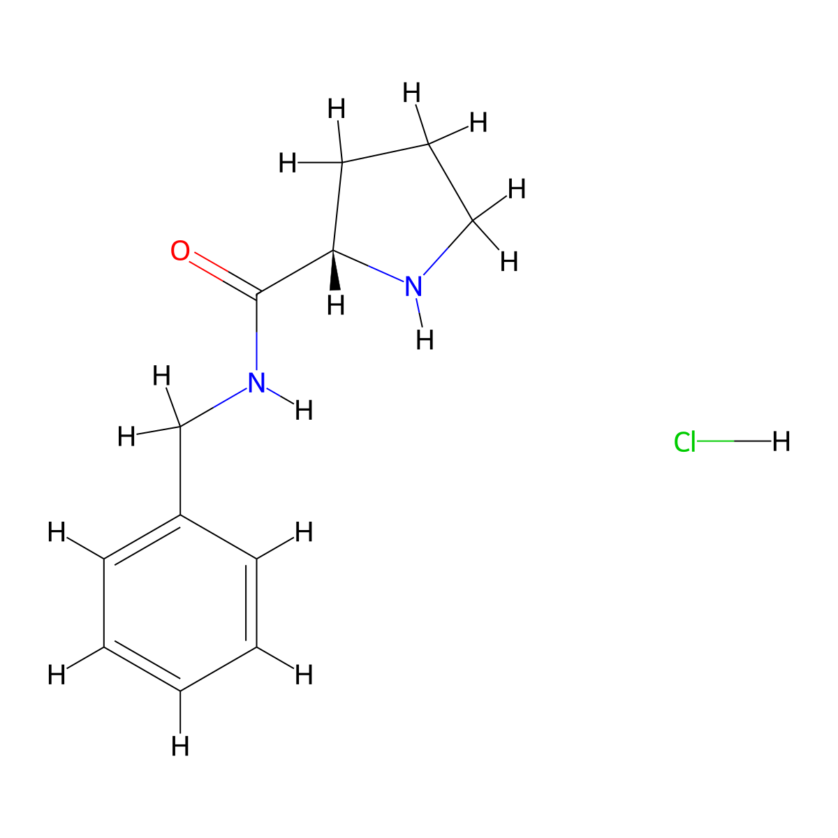(2S)-N-benzylpyrrolidine-2-carboxamide hydrochloride molecular structure, CAS 140670-72-0