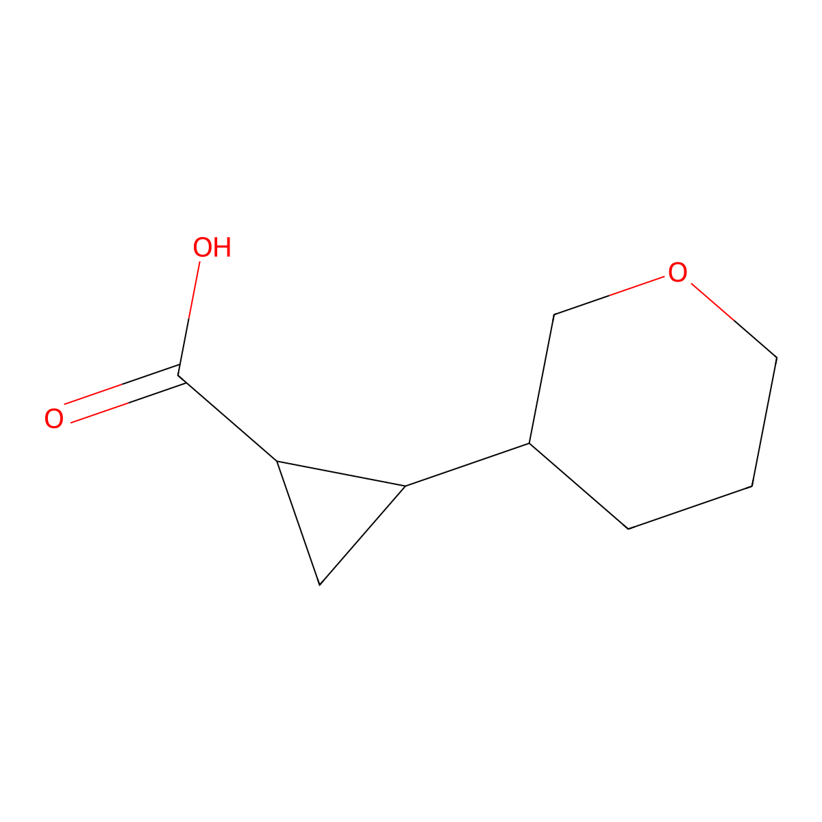 2-(oxan-3-yl)cyclopropane-1-carboxylicacid,Mixtureofdiastereomers molecular structure, CAS 1406762-58-0