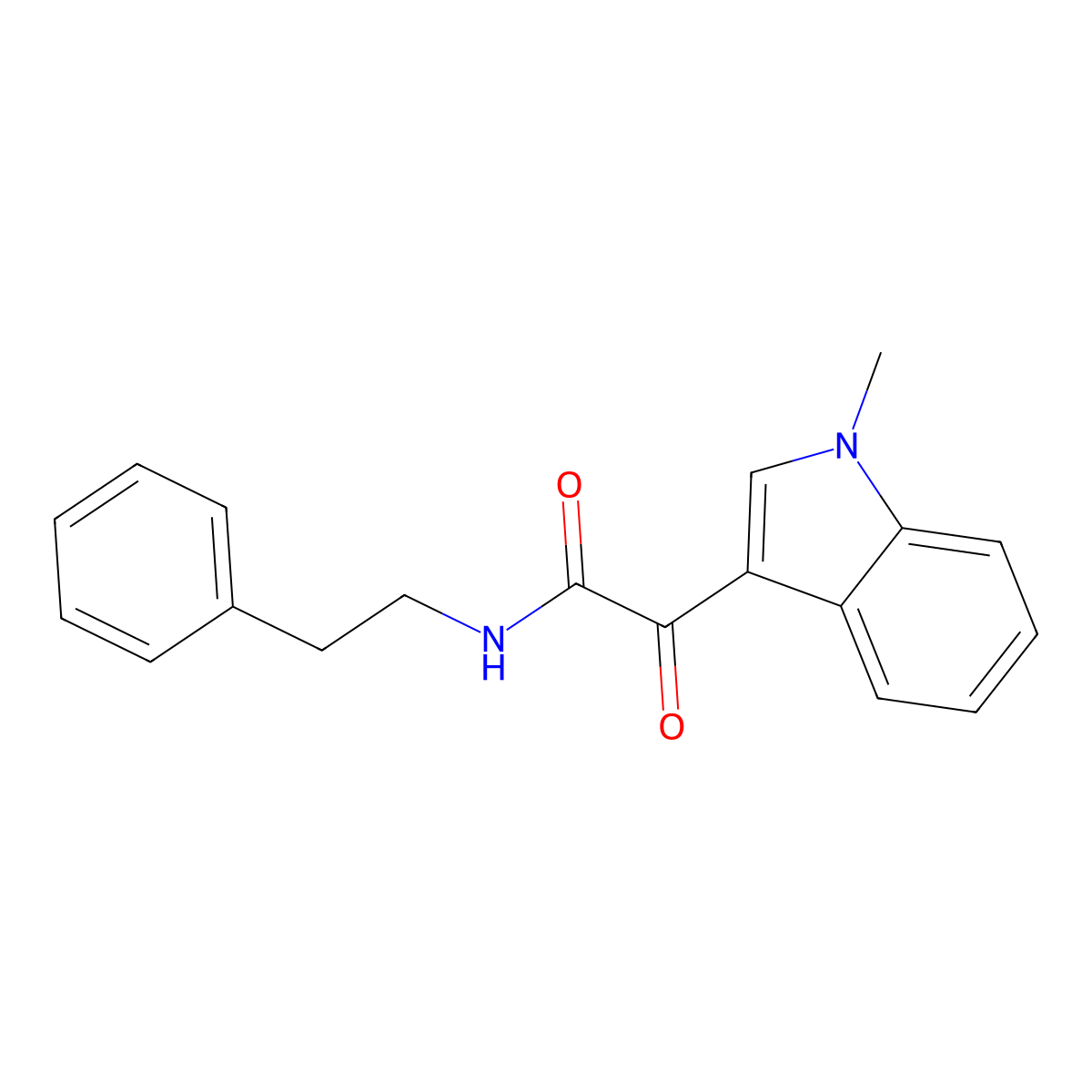 2-(1-methyl-1H-indol-3-yl)-2-oxo-N-(2-phenylethyl)acetamide molecular structure, CAS 140677-11-8