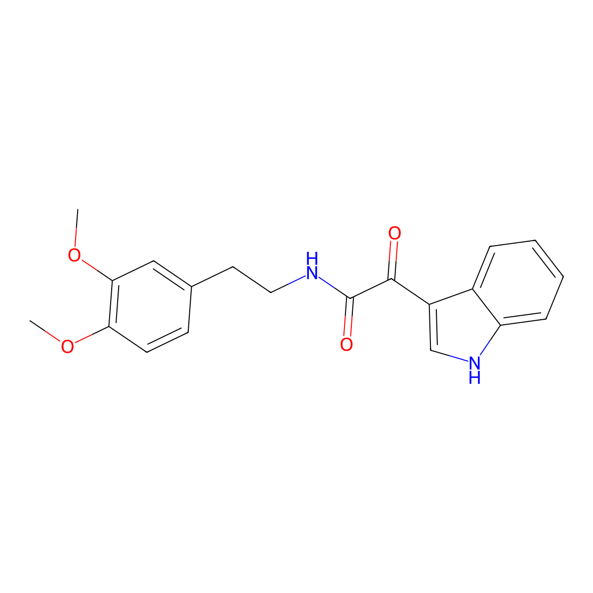 N-[2-(3,4-dimethoxyphenyl)ethyl]-2-(1H-indol-3-yl)-2-oxoacetamide molecular structure, CAS 140677-17-4