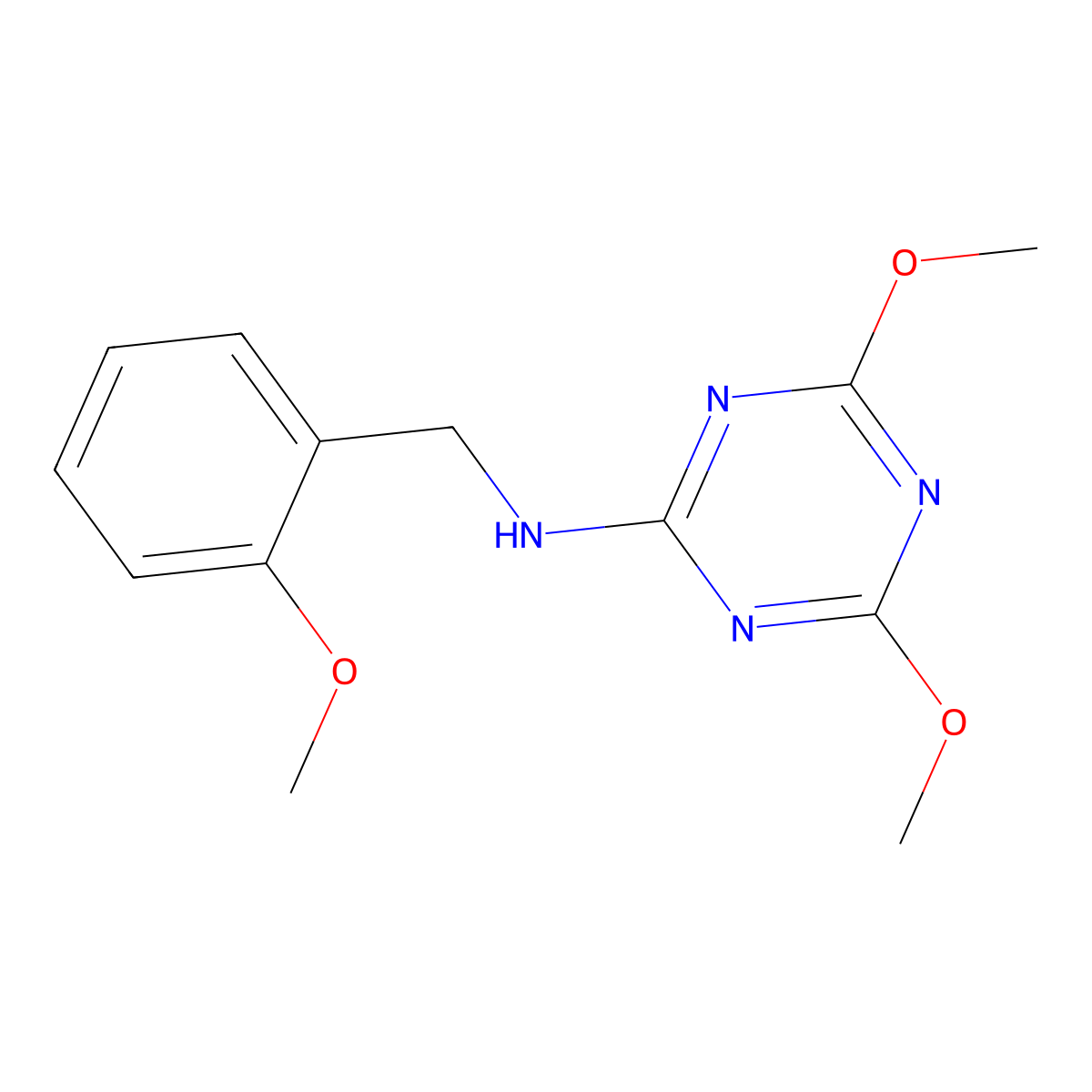 4,6-dimethoxy-N-[(2-methoxyphenyl)methyl]-1,3,5-triazin-2-amine molecular structure, CAS 1406798-09-1