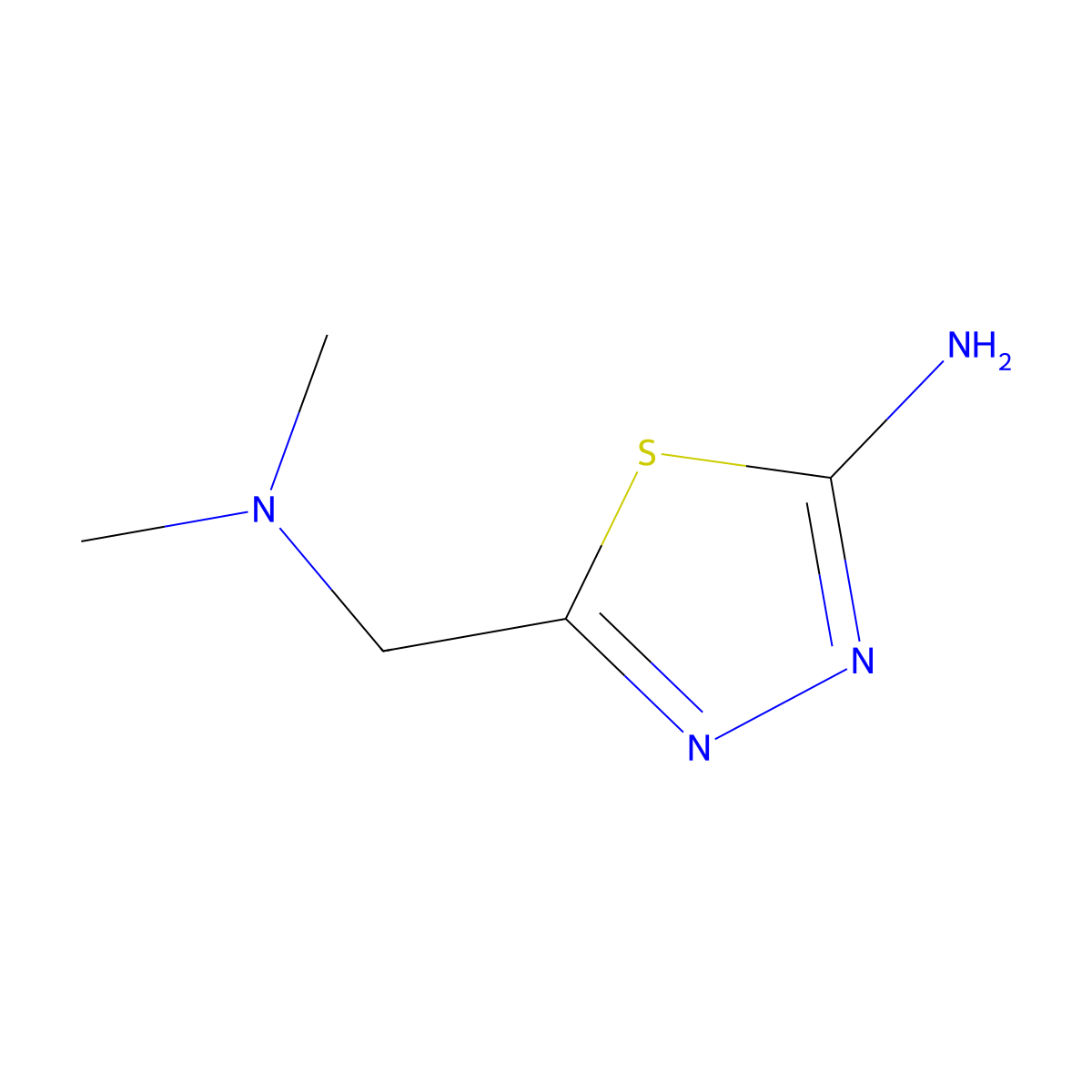5-[(Dimethylamino)methyl]-1,3,4-thiadiazol-2-amine molecular structure, CAS 14068-37-2