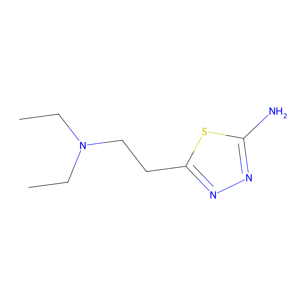 5-[2-(Diethylamino)ethyl]-1,3,4-thiadiazol-2-amine molecular structure, CAS 14068-40-7