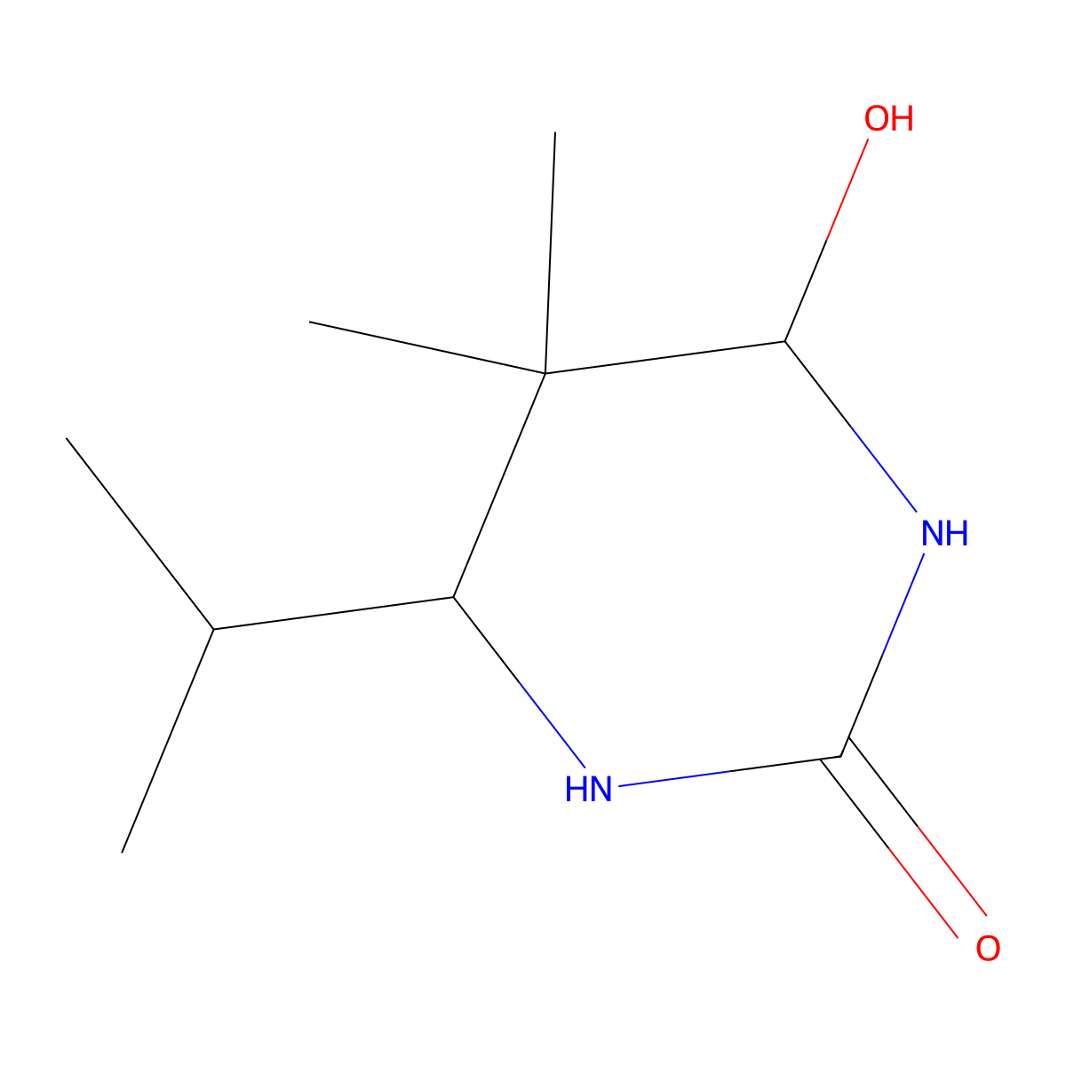 Tetrahydro-4-hydroxy-6-isopropyl-5,5-dimethyl-1H-pyrimidin-2-one molecular structure, CAS 14068-64-5
