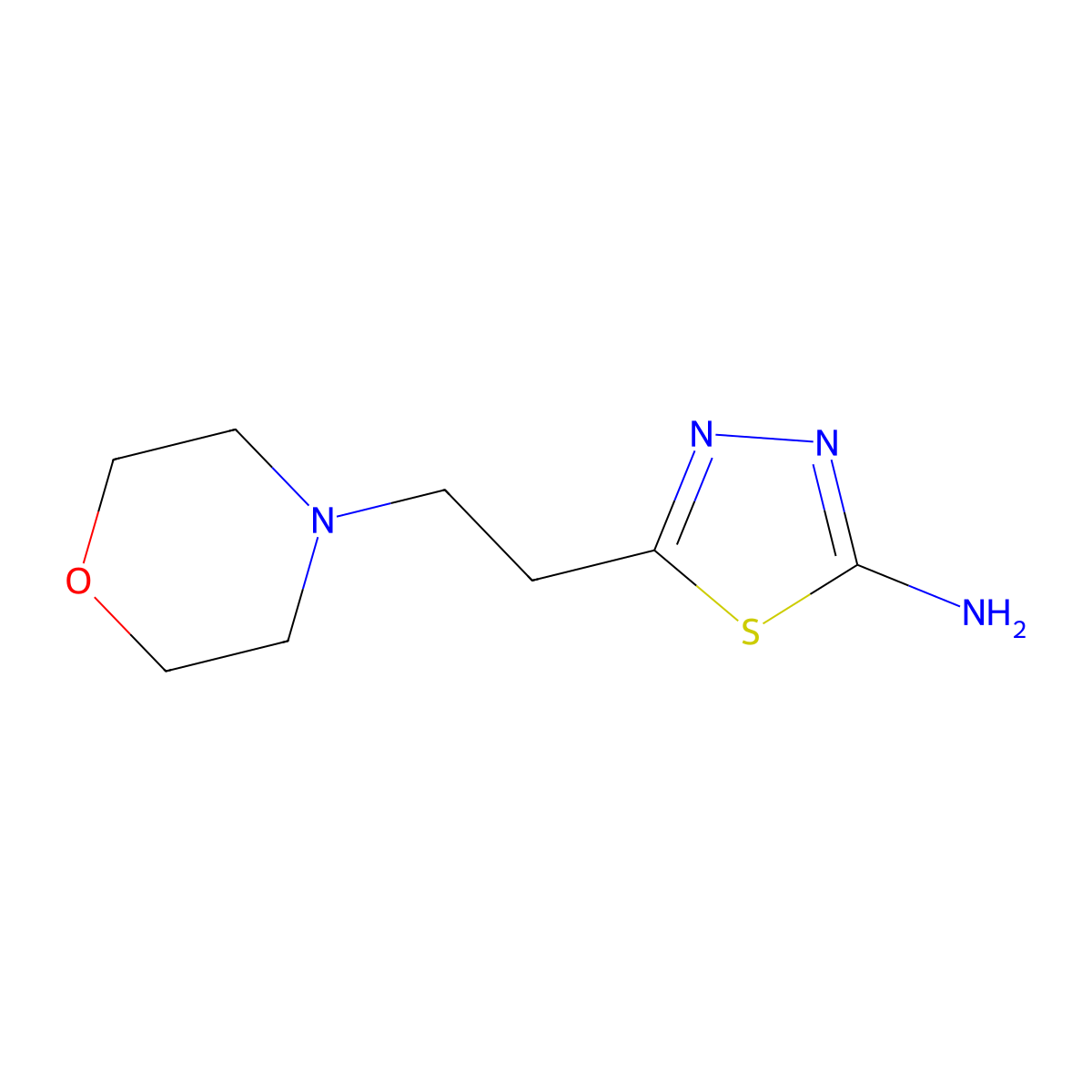 5-(2-Morpholin-4-yl-ethyl)-[1,3,4]thiadiazol-2-ylamine molecular structure, CAS 14068-83-8