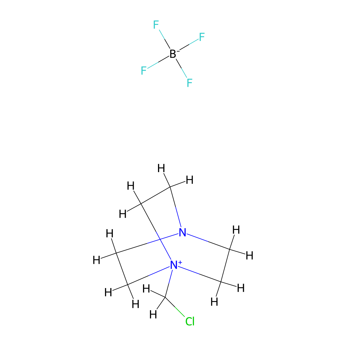 4-Aza-1-azoniabicyclo(2.2.2)octane, 1-(chloromethyl)-, tetrafluoroborate(1-) (1:1) molecular structure, CAS 140681-69-2