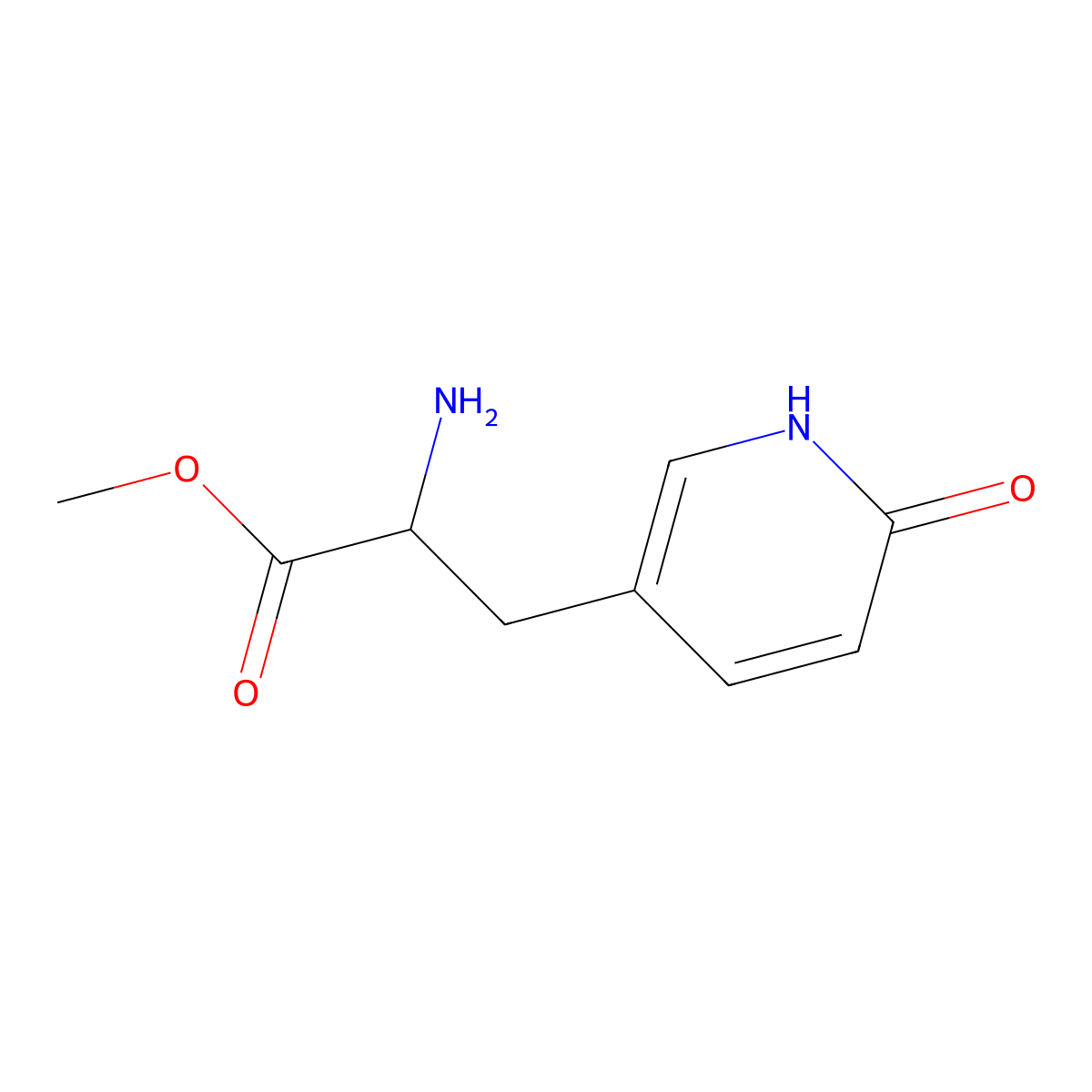 Methyl 2-amino-3-(6-hydroxypyridin-3-yl)propanoate molecular structure, CAS 140681-95-4