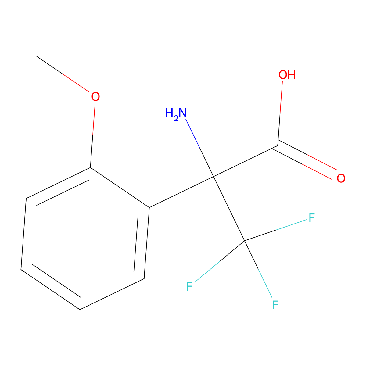 2-Amino-3,3,3-trifluoro-2-(2-methoxyphenyl)propanoic acid molecular structure, CAS 1406834-27-2
