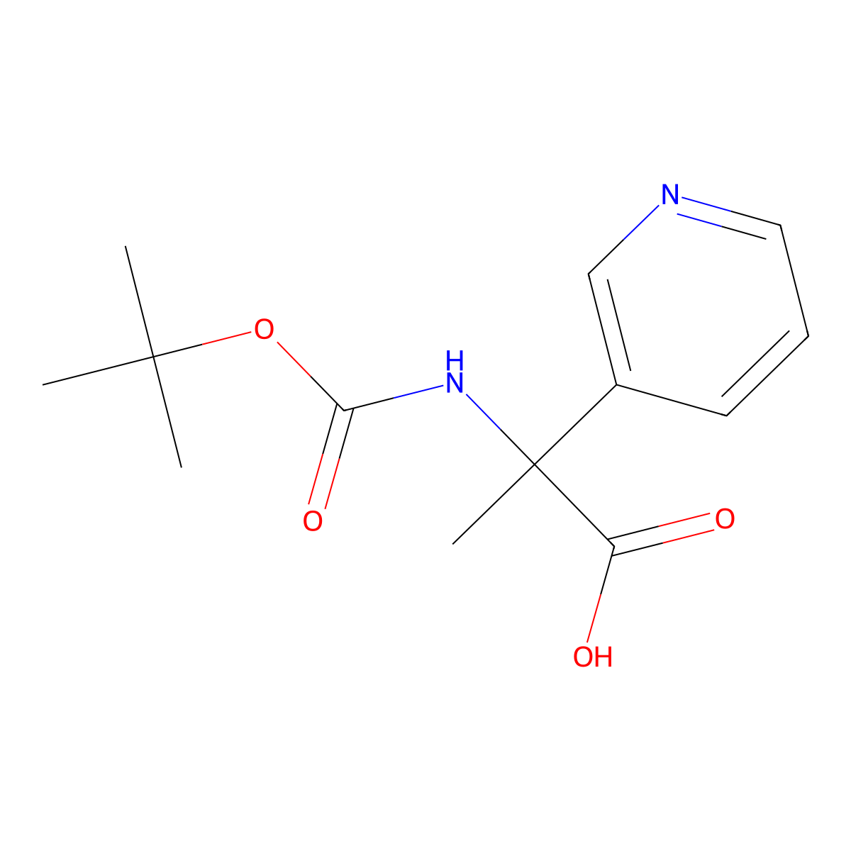 2-{[(Tert-butoxy)carbonyl]amino}-2-(pyridin-3-yl)propanoic acid molecular structure, CAS 1406835-15-1