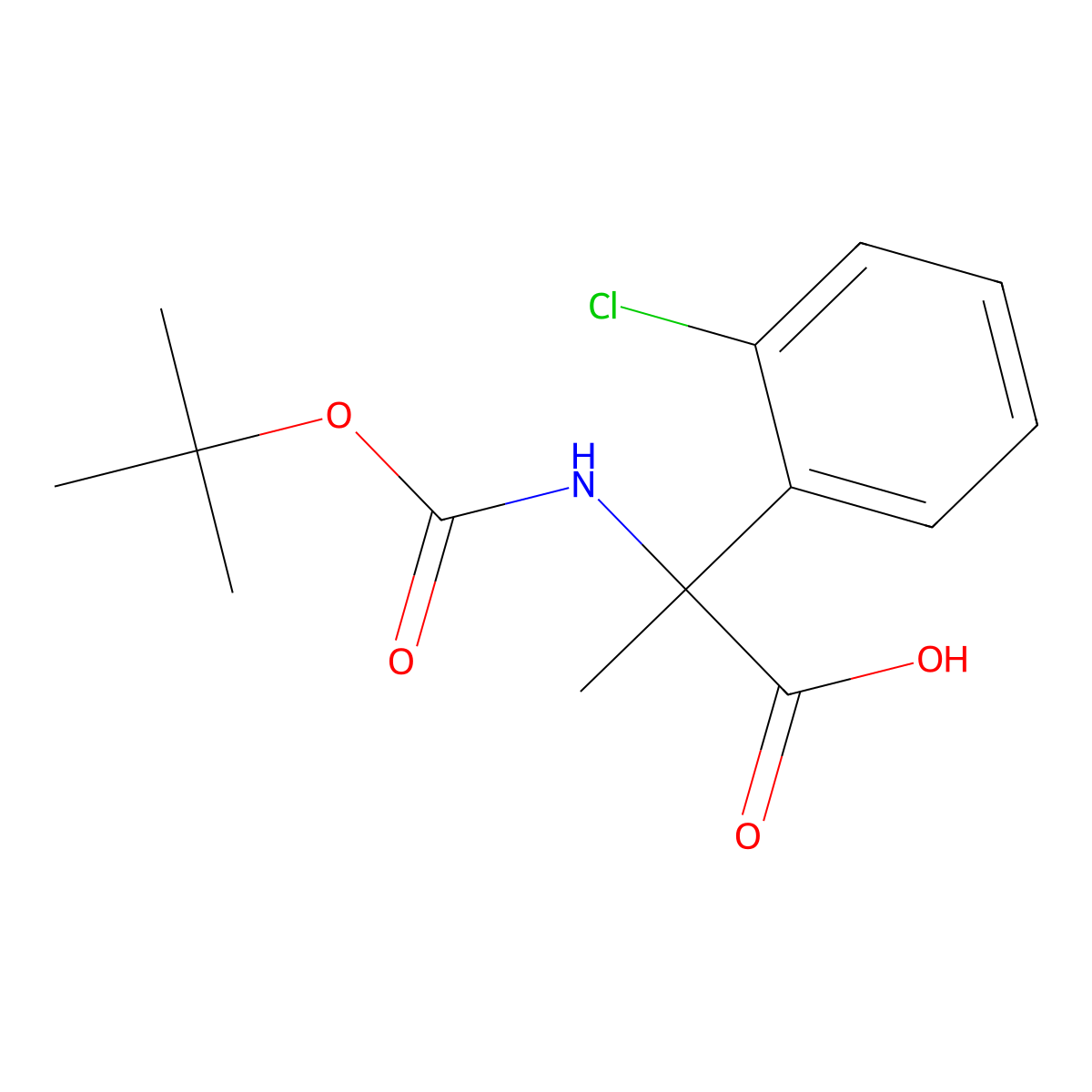 2-{[(Tert-butoxy)carbonyl]amino}-2-(2-chlorophenyl)propanoicacid molecular structure, CAS 1406835-41-3