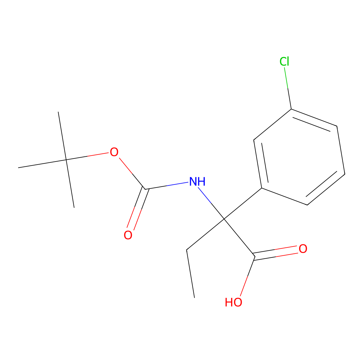 2-{[(Tert-butoxy)carbonyl]amino}-2-(3-chlorophenyl)butanoic acid molecular structure, CAS 1406835-49-1