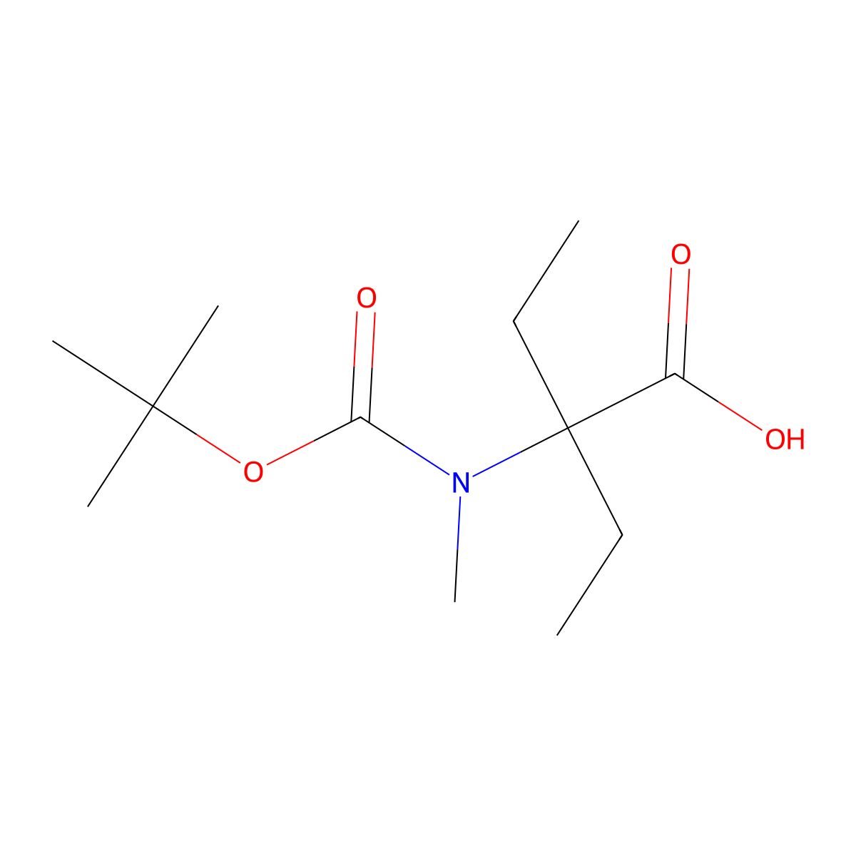 2-{[(Tert-butoxy)carbonyl](methyl)amino}-2-ethylbutanoic acid molecular structure, CAS 1406835-76-4