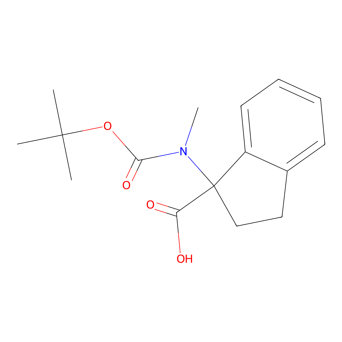 1-{[(tert-butoxy)carbonyl](methyl)amino}-2,3-dihydro-1H-indene-1-carboxylicacid molecular structure, CAS 1406835-95-7