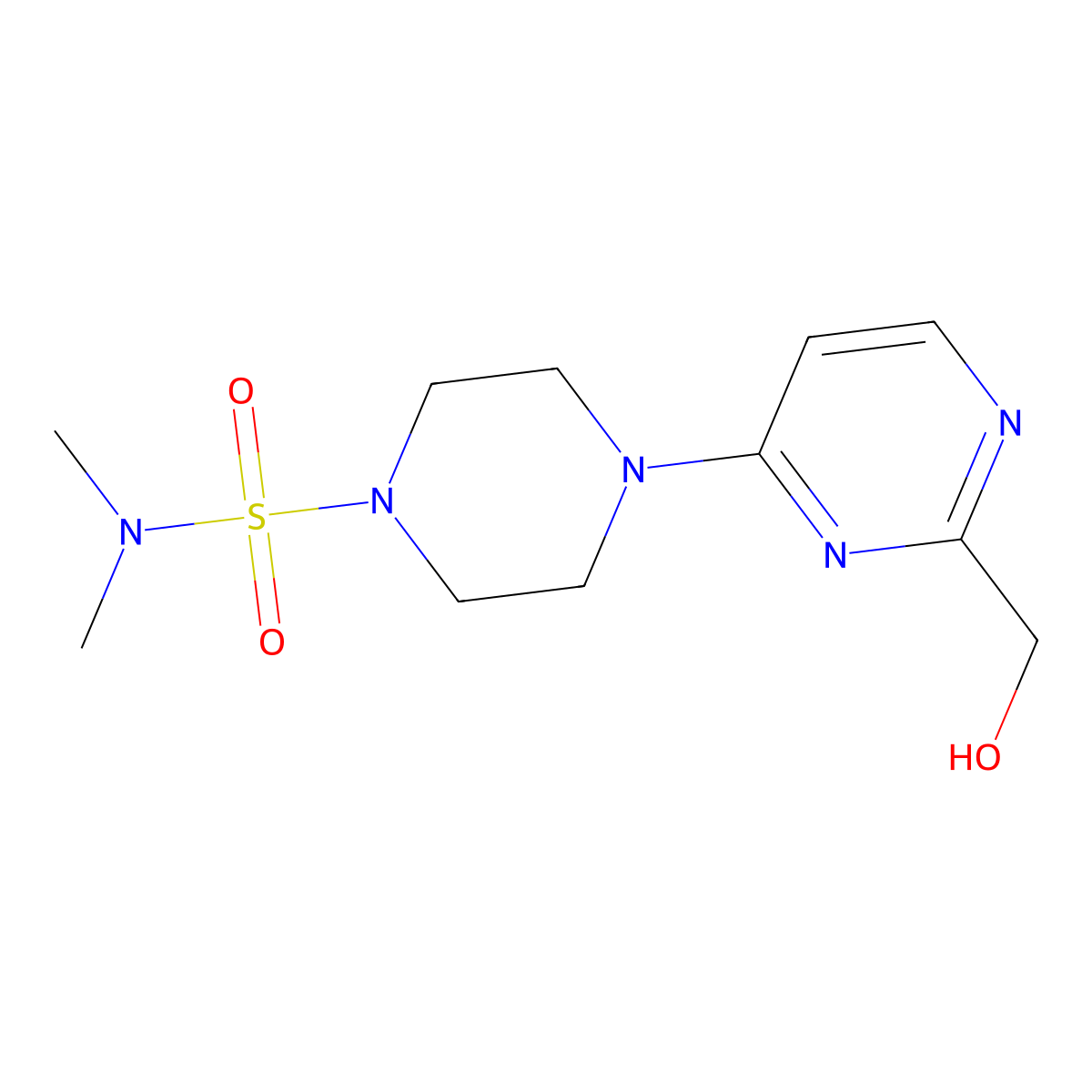 2-Hydroxymethyl-4-(4-(N,N-dimethylaminosulfonyl)-1-piperazino)pyrimidine molecular structure, CAS 140687-51-0