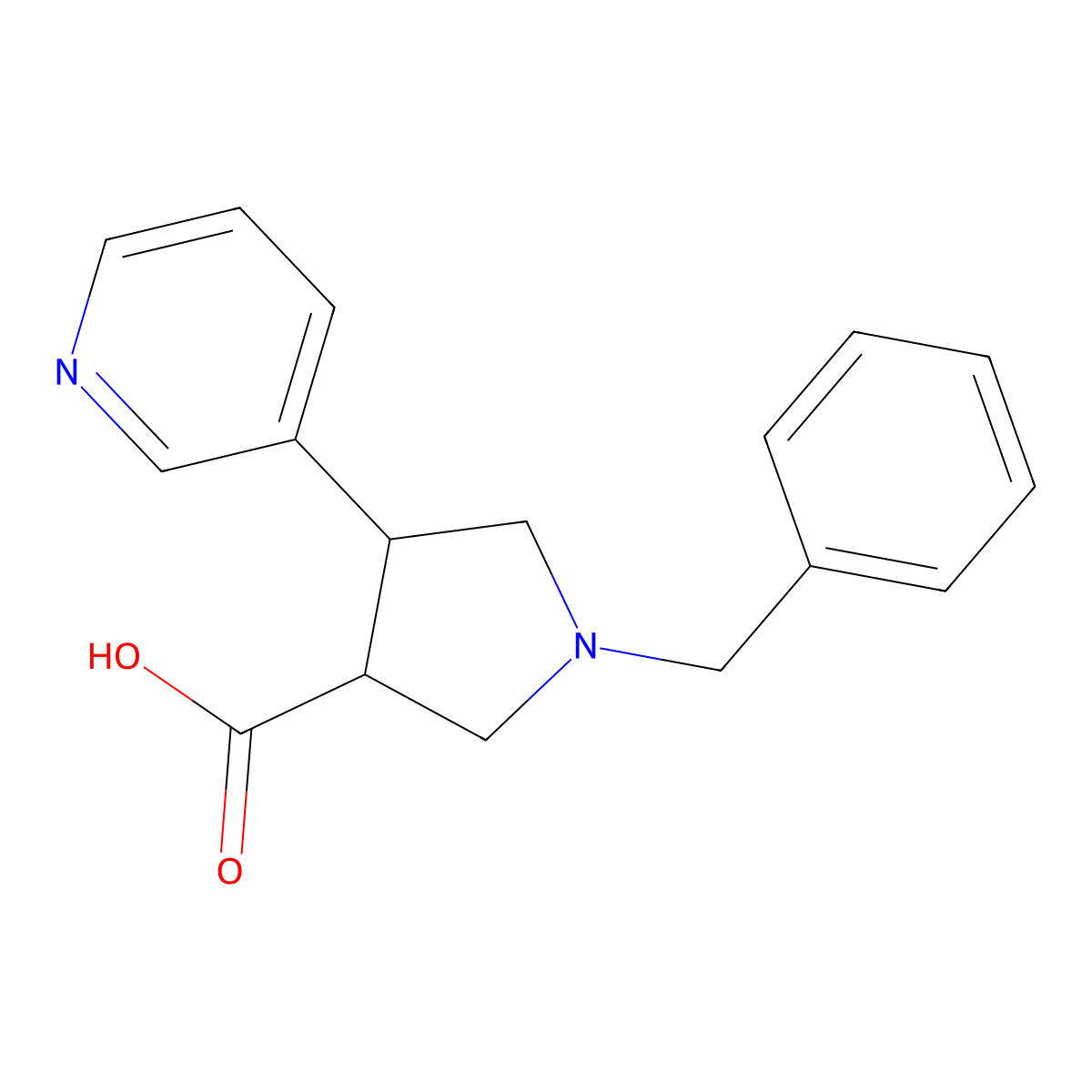 1-Benzyl-4-(pyridin-3-yl)pyrrolidine-3-carboxylic acid molecular structure, CAS 1406899-23-7